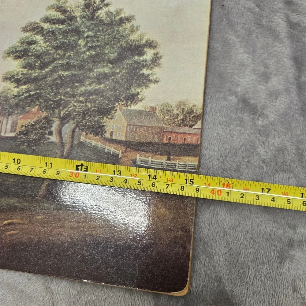 Vintage Colonial Estate Cork Backed Placemat Mount Vernon Landscape Scenic Art